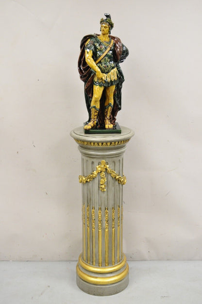 Majolica Alexander the Great Greek Warrior Soldier Glazed Pottery Sculpture