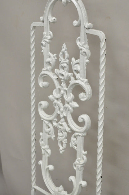 Vintage Hollywood Regency White Ornate Wrought Iron Scroll Dining Set - 5 Pc Set