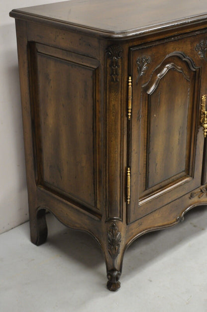 Vintage French Country Provincial Style Carved Walnut 4 Door Sideboard Credenza