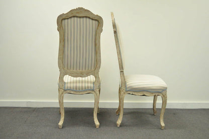 Vintage Swedish Rococo Style Cream Distress Painted Side Chairs - Set of 4