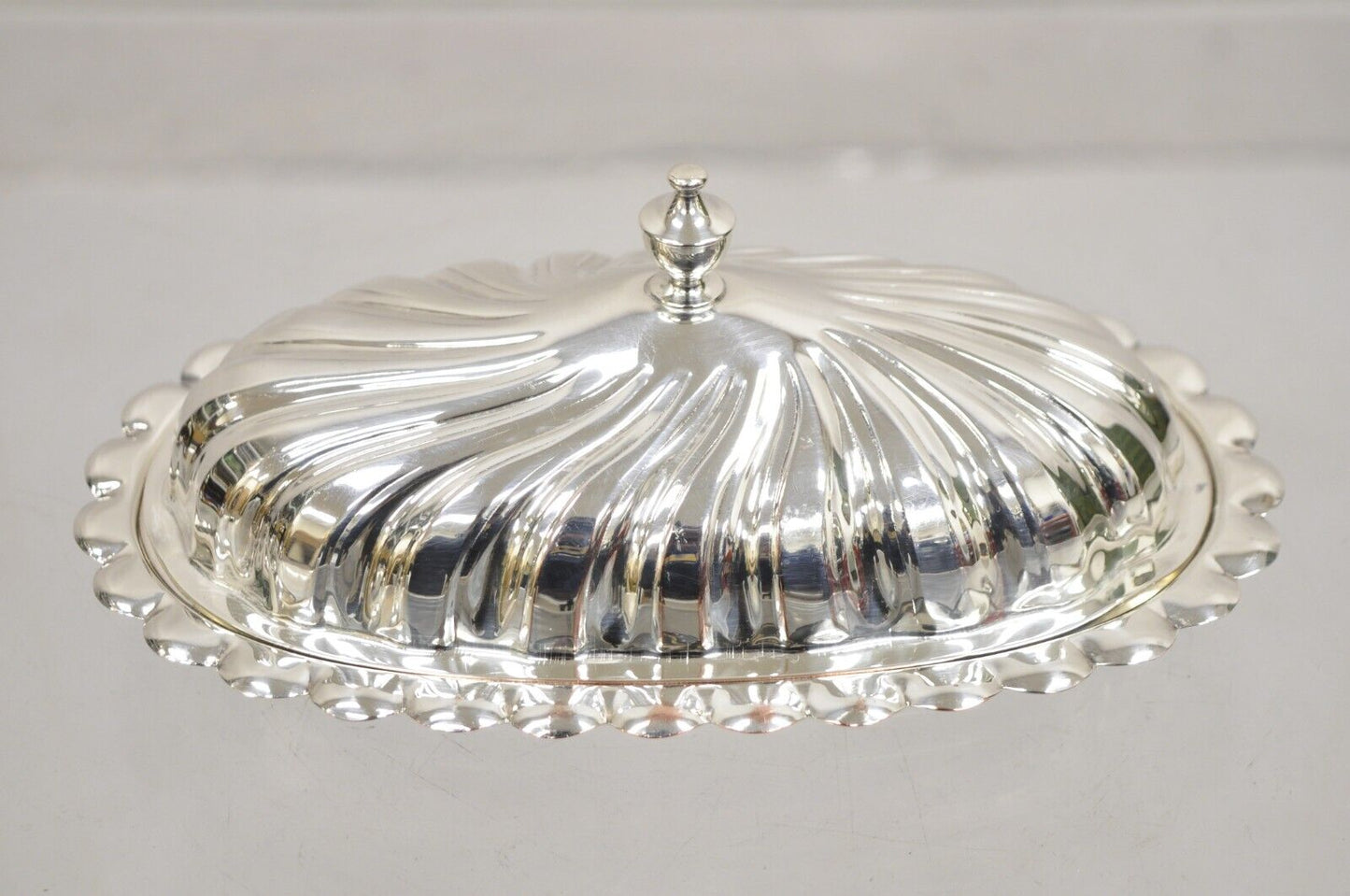 Vintage Sheffield Victorian Style Silver Plated Spiral Covered Butter Dish