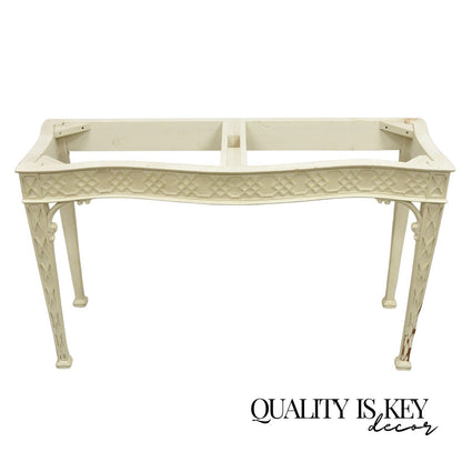 George III Chippendale Style Serpentine Fretwork White Console Hall Table Base