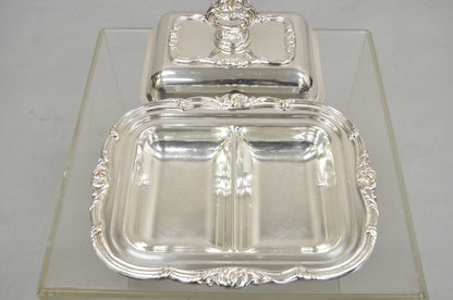 Vintage English Silver Mfg Co Silver Plated Covered Twin Serving Platter Dish