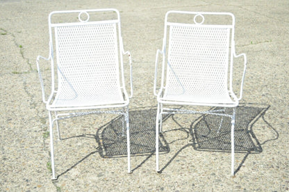 Vintage Russell Woodard Wrought Iron Outdoor Garden Patio Chairs - a Pair