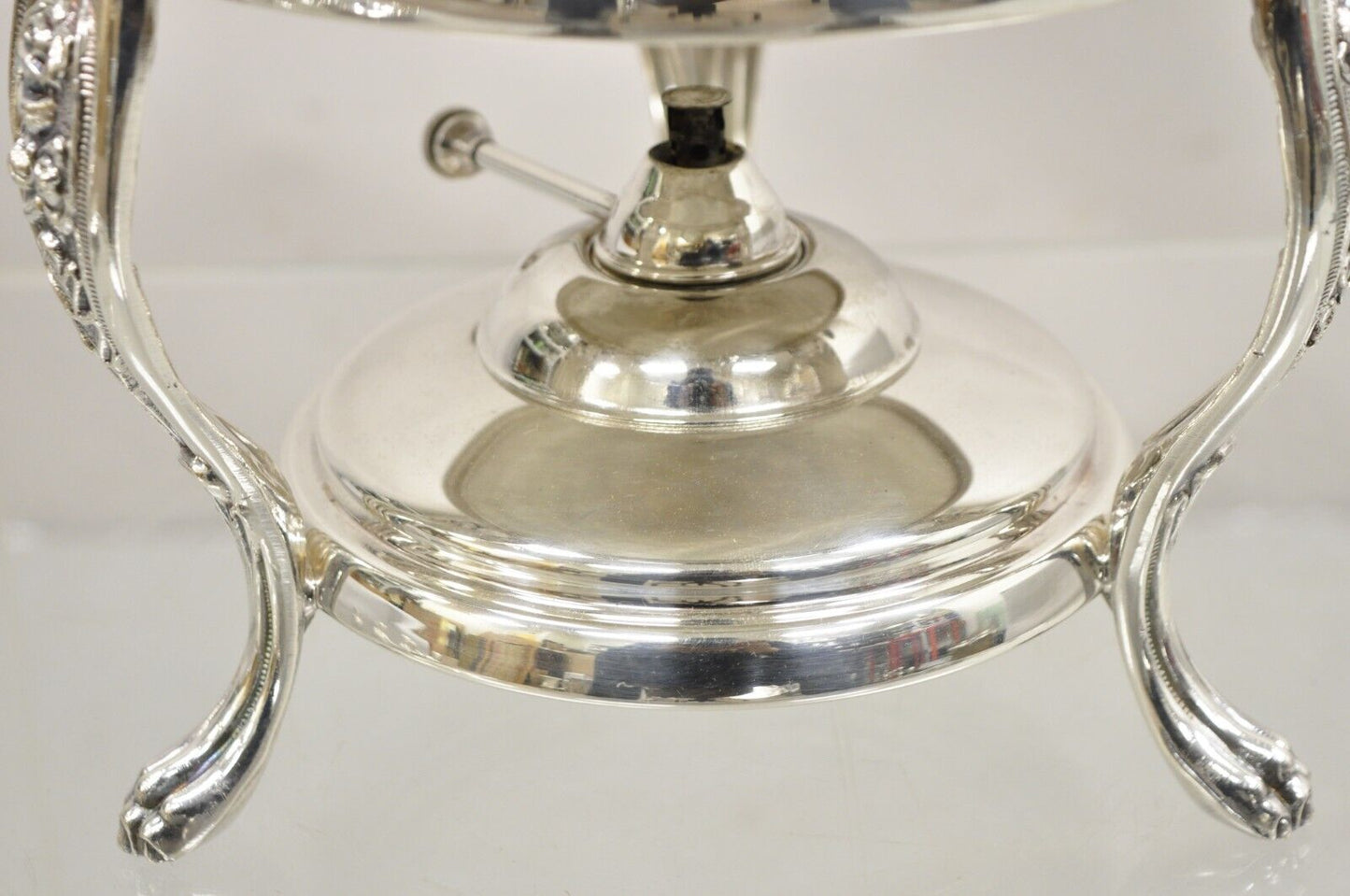 Vintage English Victorian Style Silver Plated Chafing Dish Warmer on Stand