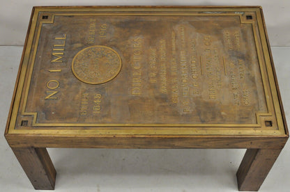Antique 'Boston Duck Company (1845)' Large Bronze Plaque Custom Coffee Table