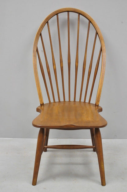 Vintage Maple Wood Fan Back Colonial Windsor Dining Side Chair Made in Slovenia