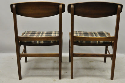 Vintage Mid Century Walnut Oak Sculptural Curved Back Dining Chairs - a Pair