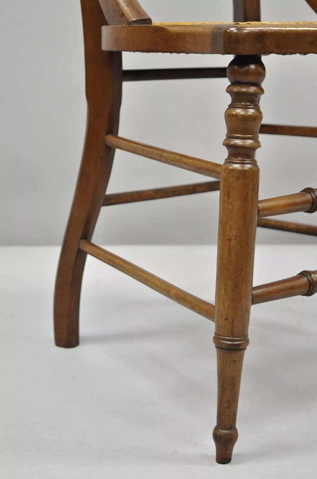 19th Century Antique Eastlake Victorian Carved Walnut Cane Dining Side Chair (B)