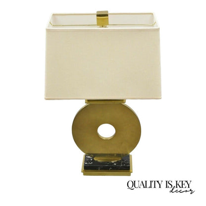 Modern Decorator Bronze Brass Ring Marble Base Table Lamp with Shade