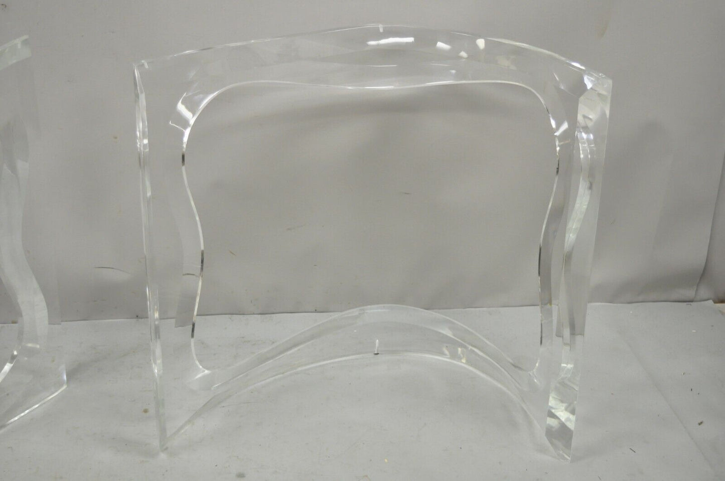 Mid Century Sculptural Lucite Double Pedestal Dining Desk Table Bases - a Pair