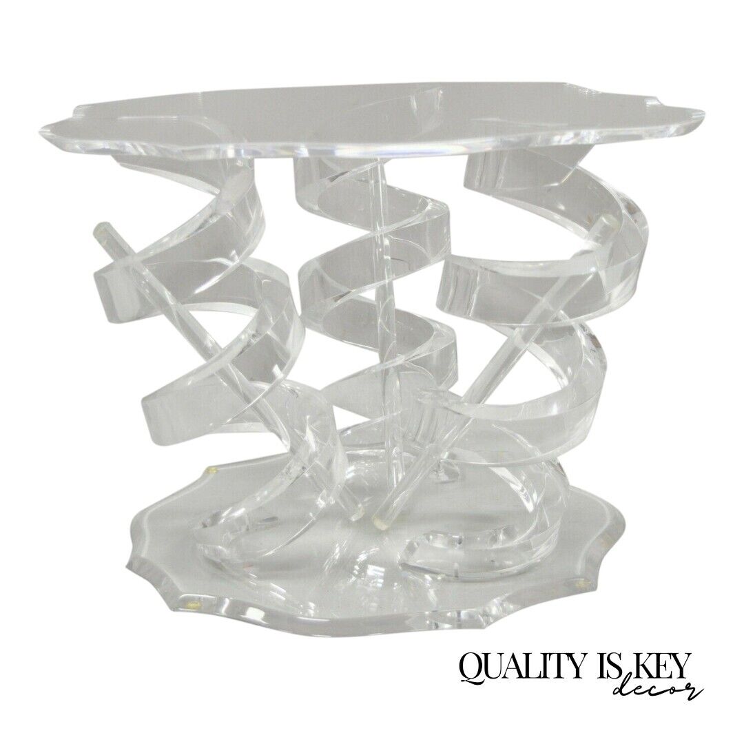 Lucite Spiral Coil Spring Base Mid Century Modern Coffee Table