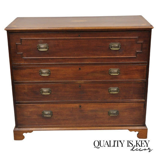 Antique English Edwardian Mahogany Chest of Drawers Secretary Desk Bureau