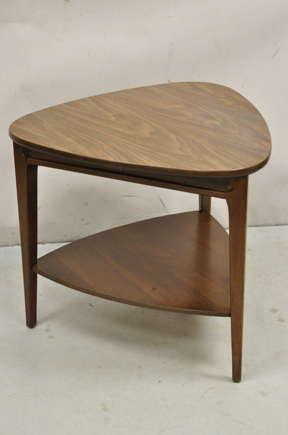 Vintage Mersman Mid Century Modern Walnut and Formica Top Guitar Pick Side Table