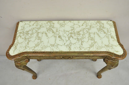 Vintage French Empire Style Distressed Gold Giltwood Hall Table Console