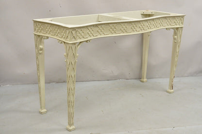 George III Chippendale Style Serpentine Fretwork White Console Hall Table Base