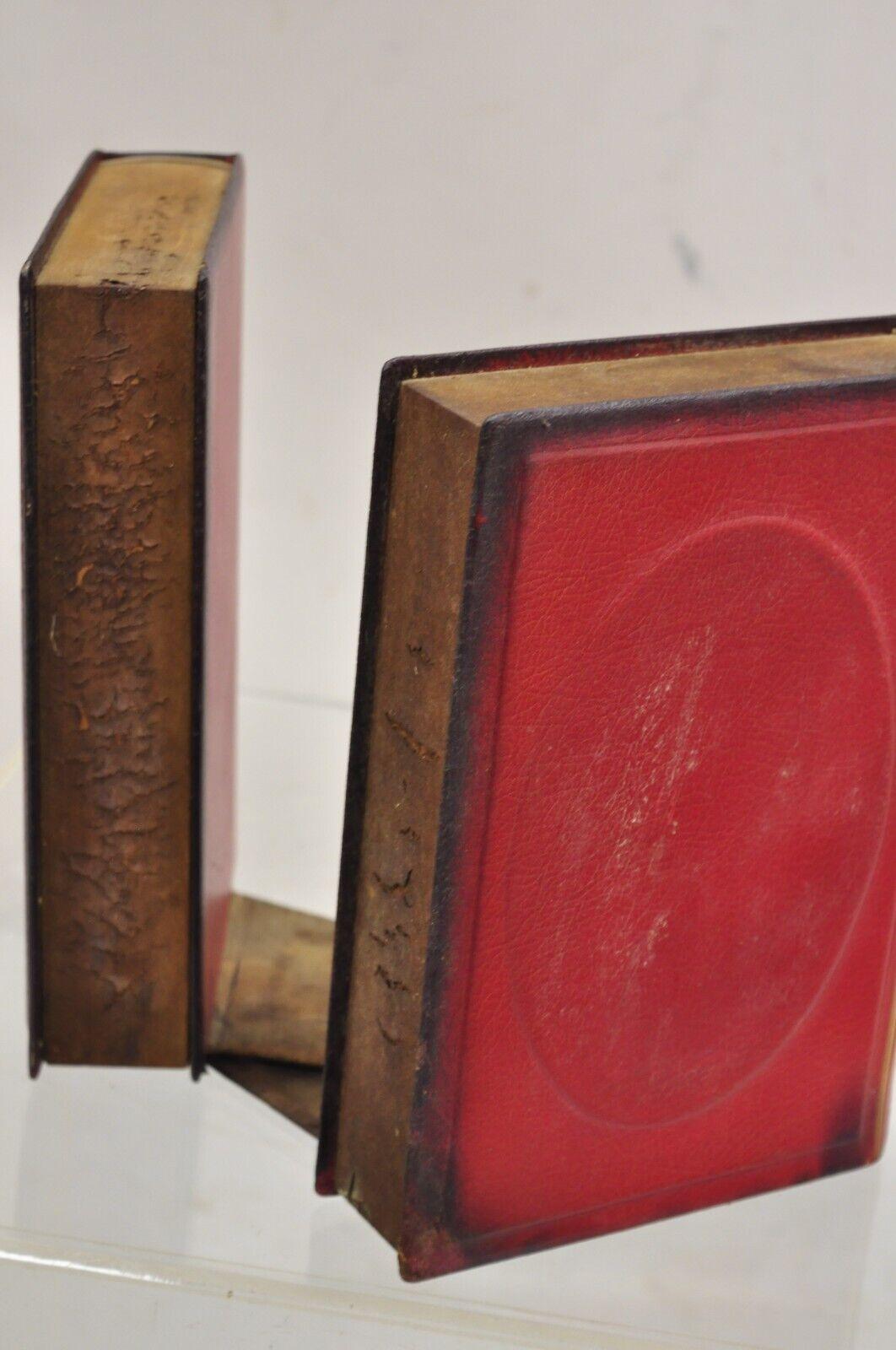 Vintage Italian Red Leather Bound "Patent Law" Faux Book Bookends (B) - Pair