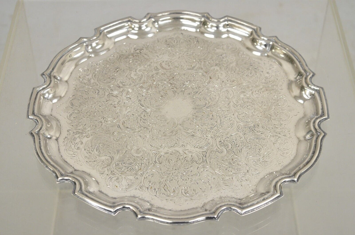 Cavalier England Victorian Silver Plated Scalloped Serving Platter Tray