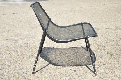 Vintage Metal Mesh Perforated Wide Seat Modern Patio Garden Lounge Chair