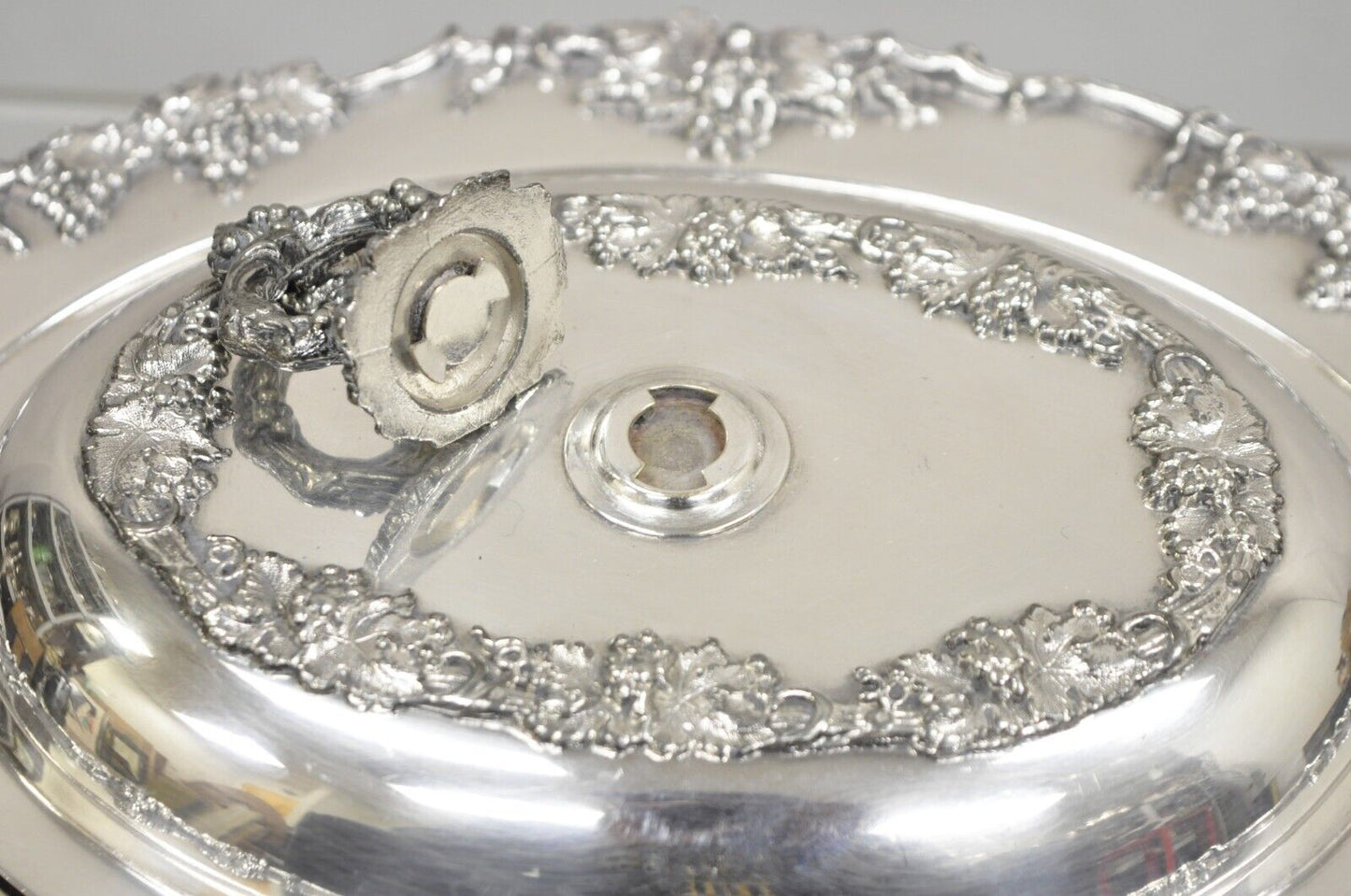 Vintage Victorian Silver Plated Oval Covered Vegetable Dish Serving Platter