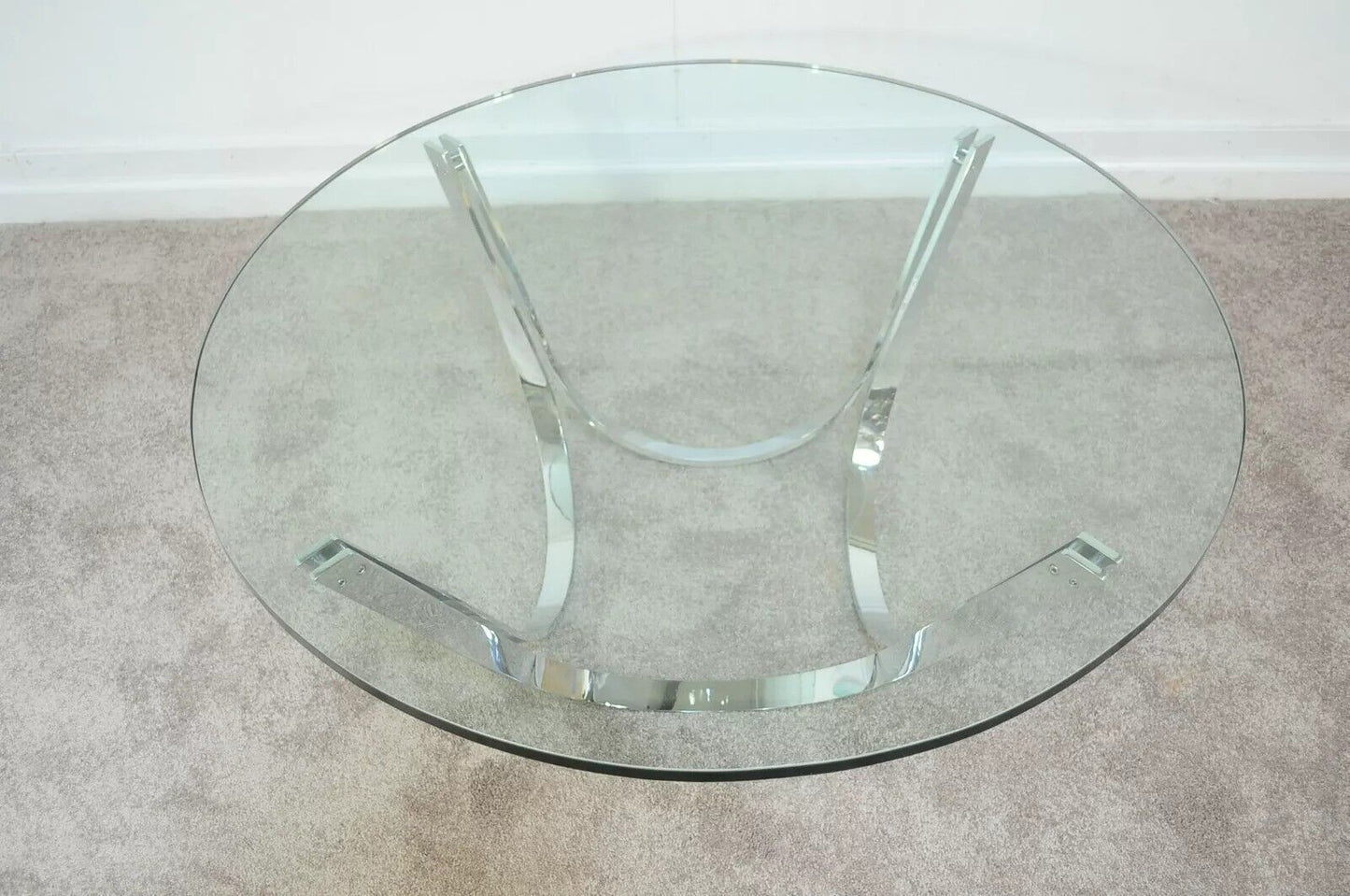 Tri-Mark Chrome Plated Steel Round Coffee Table after Roger Sprunger for Dunbar