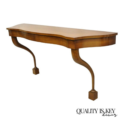 Italian Neoclassical Regency Cherry 2 Drawer Wall Mounted Console Hall Table (B)