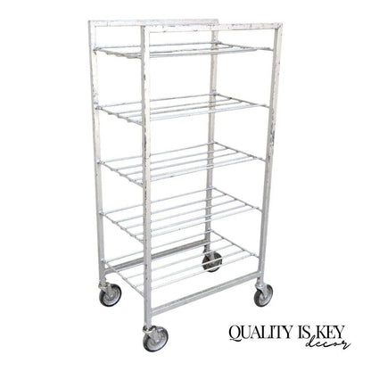 Vintage Industrial Metal Rolling 5 Tier Bakery Bakers Cart Display Shelf Rack