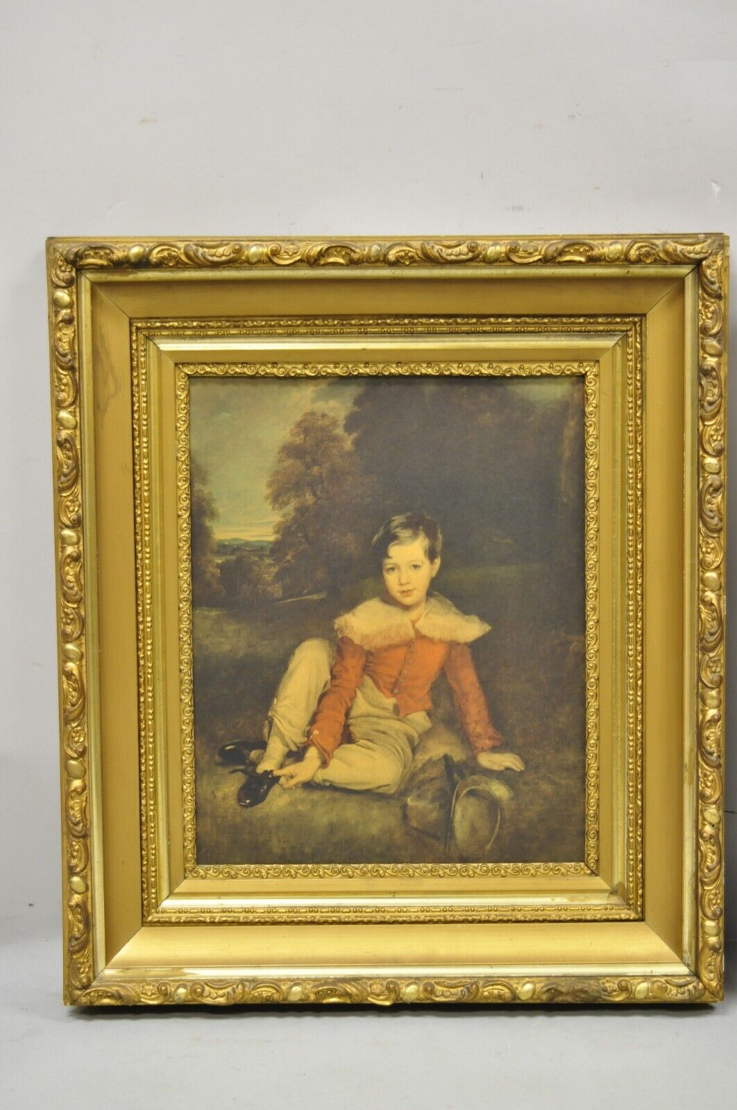 Vintage Gold Framed Hans Volkmann Art Print Little Princess Girl Lord Seaham Boy