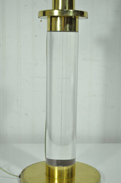 Vintage Frederick Cooper Lucite and Brass Column Table Lamp after Karl Springer