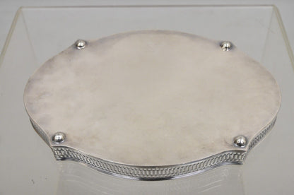 Vintage LBS Co Silver Plated Scalloped Trinket Dish Tray with Pierced Gallery