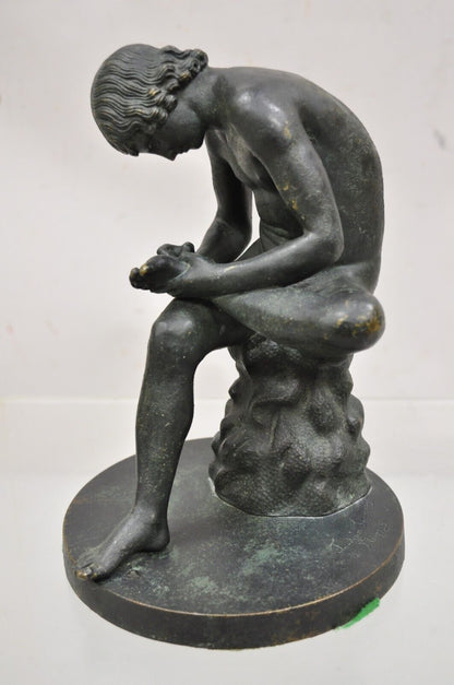 Antique Figural French Bronze Spinario Boy With Thorn 10.5" Sculpture