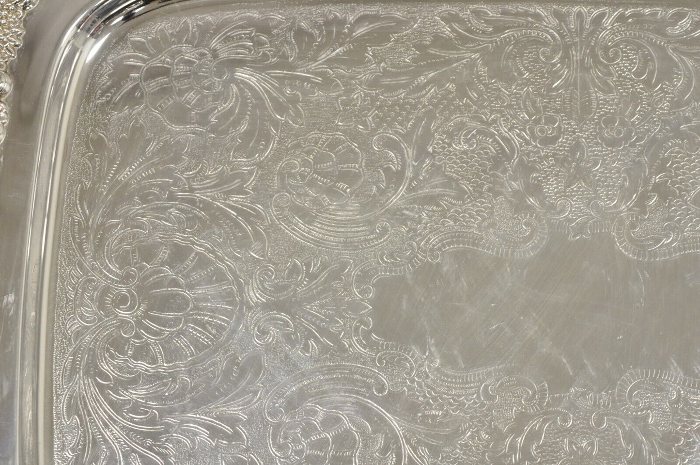 Vintage Oneida Silver Plated Victorian Style Butlers Serving Platter Tray