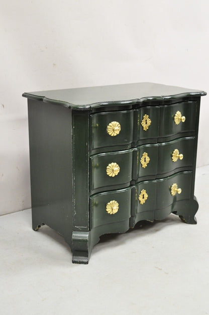 Vintage French Provincial Style Green Lacquer 3 Drawer Nightstand by Roundtree