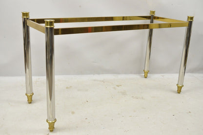 Maison Jansen Style Steel Chrome and Brass Hollywood Regency Console Table Base