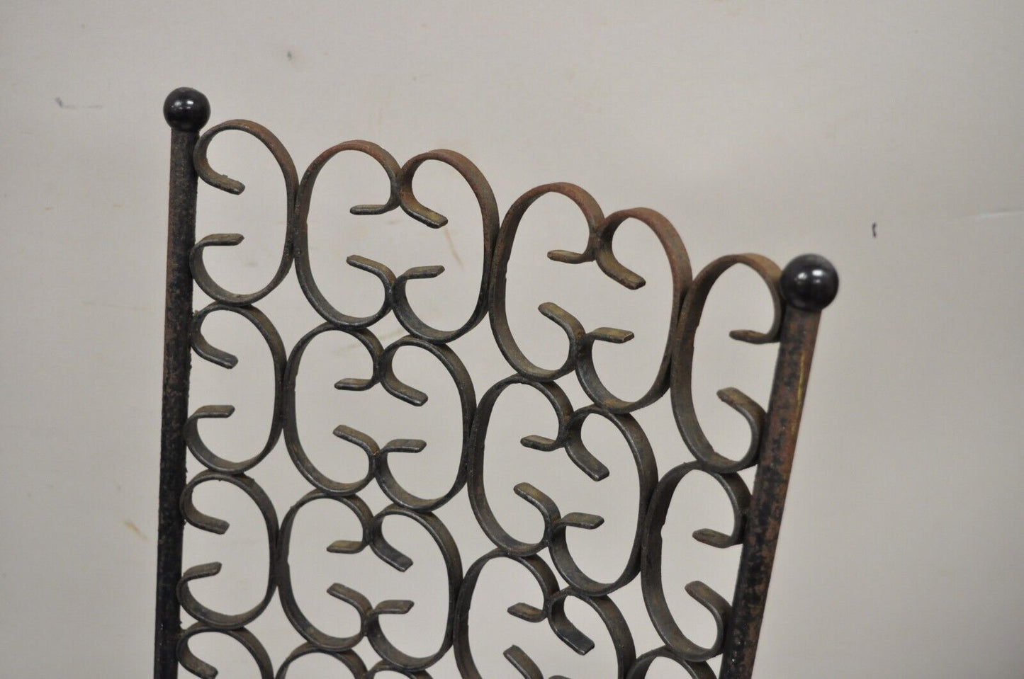 Vintage Salterini Umanoff Style Iron Scroll Dining Side Chairs - a Pair