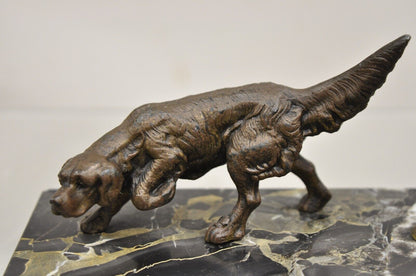 Vintage French Empire Bronze Hunting Dog Marble Base Desk Pen Holder