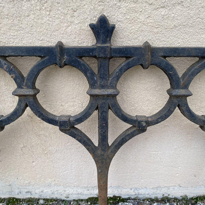 Antique French Victorian Cast Iron Outdoor Garden Fence Edge Edging - Set of 8