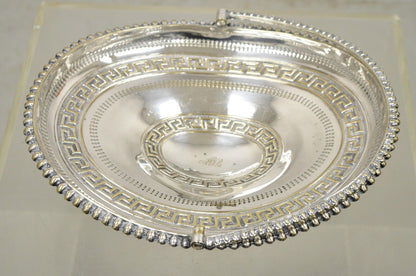 Antique English Regency Silver Plated Greek Key Cake Basket Serving Platter