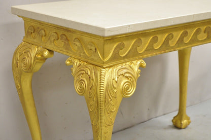 English George II Style Gold Giltwood Ball and Claw Foot Console Hall Table