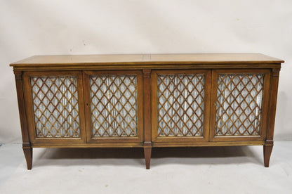 Vintage Baker French Empire Style Cherry Lattice Door Credenza Buffet Sideboard