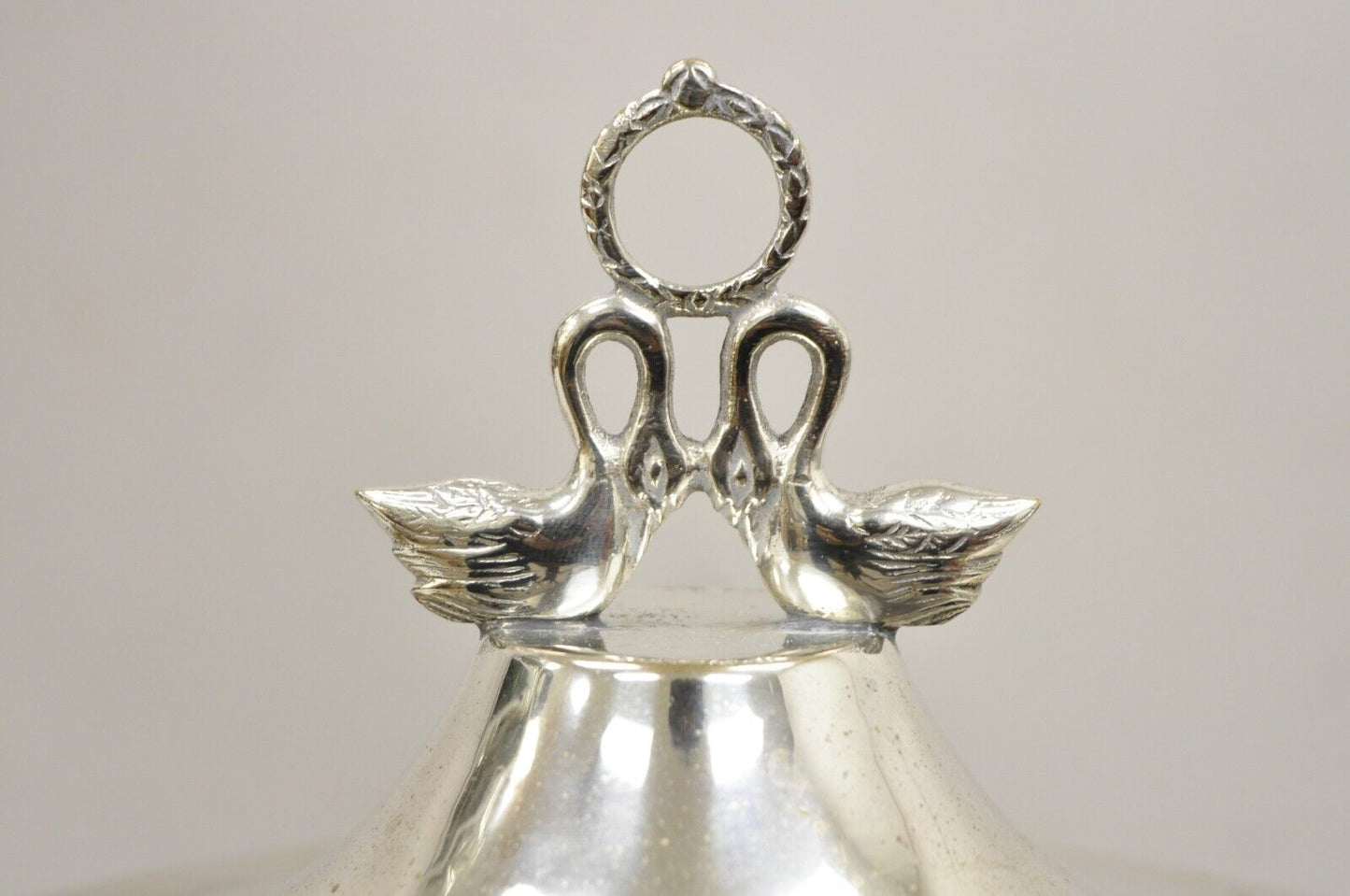 Vintage Loving Swans Victorian Style Silver Plated Covered Lidded Soup Tureen