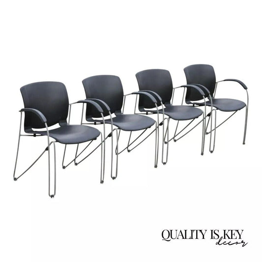 Haworth Zooey Chu Modern Stacking Waiting Room Office Dining Chairs - Set of 4