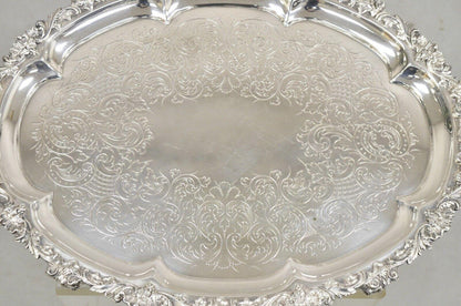 Antique Victorian English Sheffield Ornate Oval Serving Platter Tray