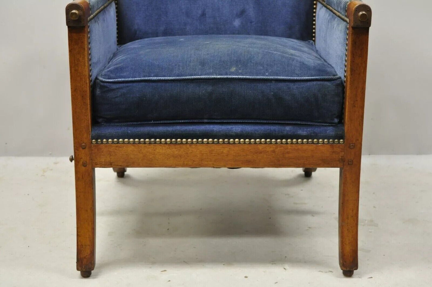 19th C Italian Biedermeier Mahogany Reclining Lounge Chair w/ Cast Iron Hardware