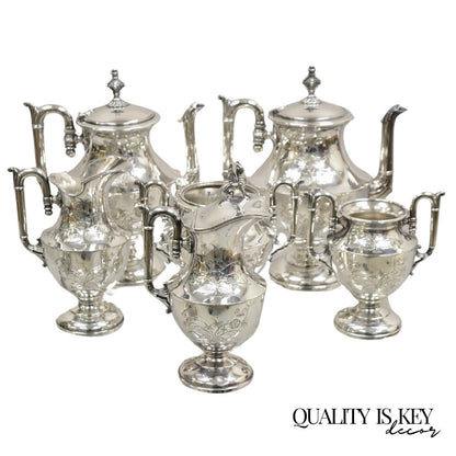 Simpson Hall Miller Aesthetic Movement Silver Plated Butterfly Tea Set - 6 Pcs