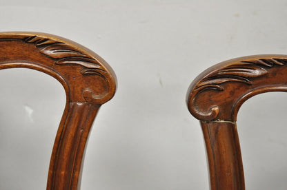 Vintage Georgian Chippendale Carved Mahogany Dining Captains Arm Chairs - Pair B