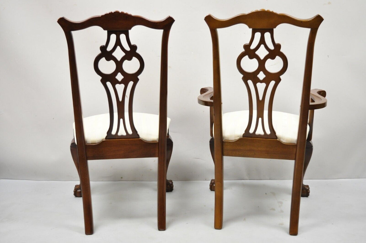 Vintage American Drew Cherry Wood Chippendale Style Dining Chairs - Set of 6