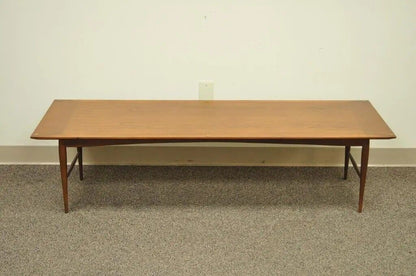 Vintage Mid Century Danish Modern Walnut 60" Long Sleek Coffee Table