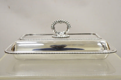 English Victorian Silver Plated Lidded Serving Platter Tray Vegetable Dish