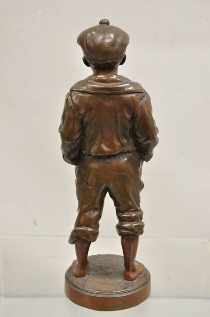 V. Szczeblewski French Bronze Boy Statue "The Whistler" Le Mousse Siffleur